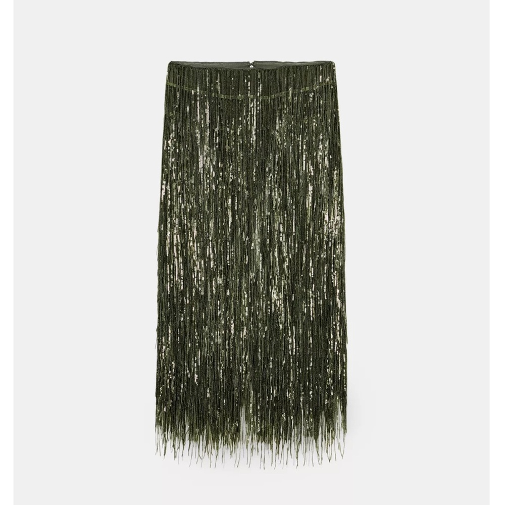 Zara ZW COLLECTION LIMITED EDITION FRINGED SEQUIN SKIRT - Picture 2 of 11
